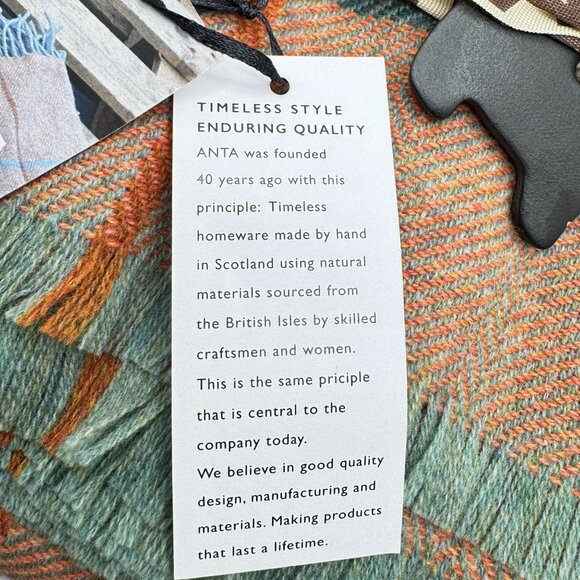 ANTA Plaid Throw Blanket 50"x60" 100% Merino Wool Coral Pink Turquoise NWT - Picture 4 of 10